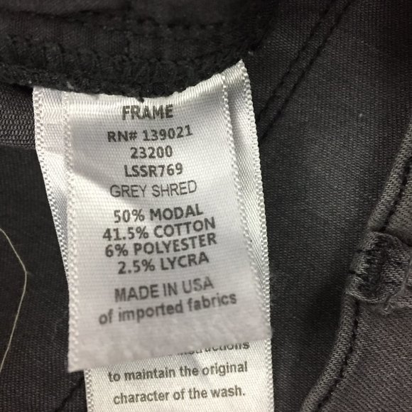 FRAME Denim Le Skinny De Jeanne Grey Shred Wash Distressed 5 Pocket Jeans - Picture 4 of 13